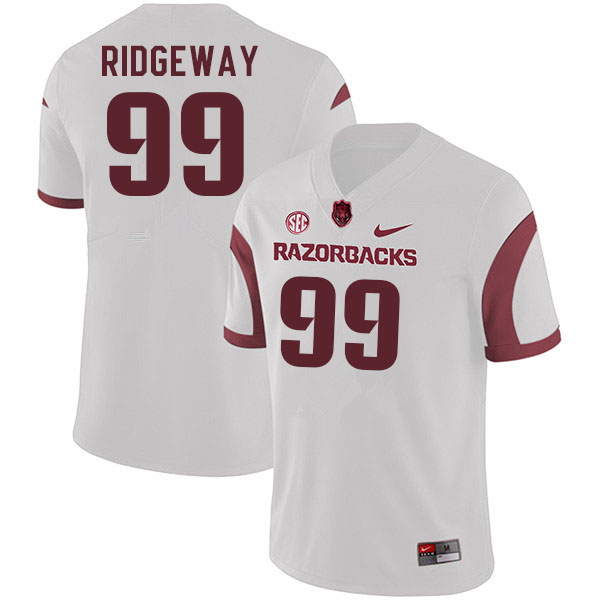 Men #99 John Ridgeway Arkansas Razorbacks College Football Jerseys Sale-White